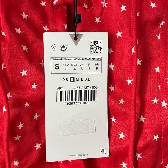 NWT Zara Star satin Effect Lace Up Bodysuit Size small Red & White C3 - Picture 5 of 7